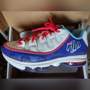FILA Women's Athletic Sneakers in Blue/White with Pink Accents